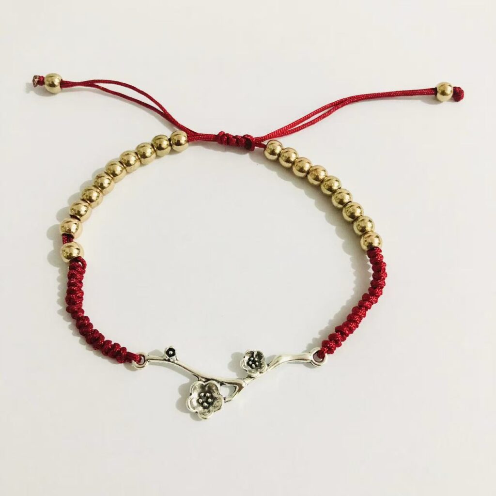 Retro Rose Flower Bracelet Hand-Woven Lucky Zodiac Year Friendship Cord