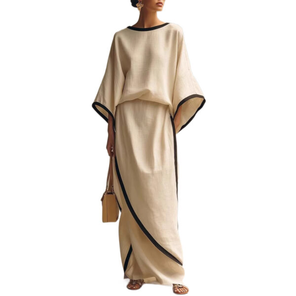 Loose-fitting Womens Batwing-sleeve Robe And Wide-leg Pants Two-piece Set - Image 9