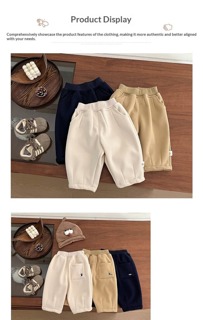 Fleece-lined Embroidered Thickened Casual Warm Pants