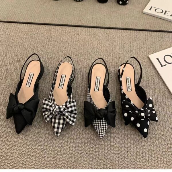French-style Pointed-toe Bow-embellished Closed-toe Sandals For Women - Image 15