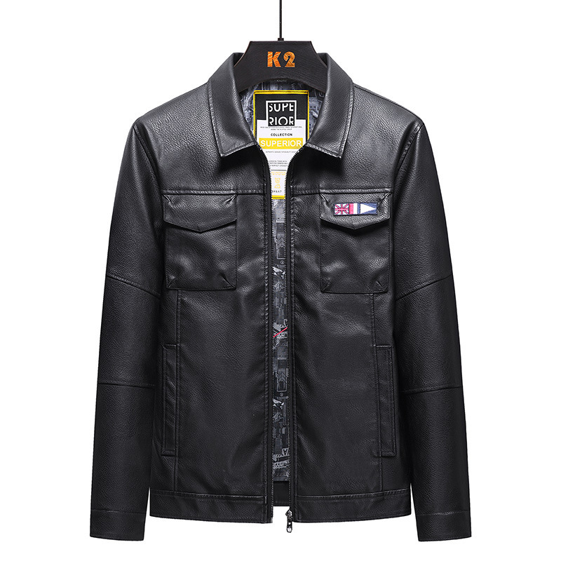 Fat and loose PU leather jacket - Image 11