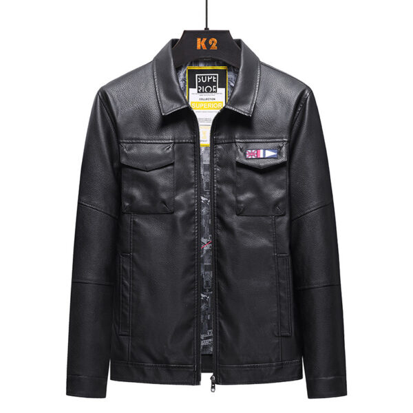 Fat and loose PU leather jacket - Image 12