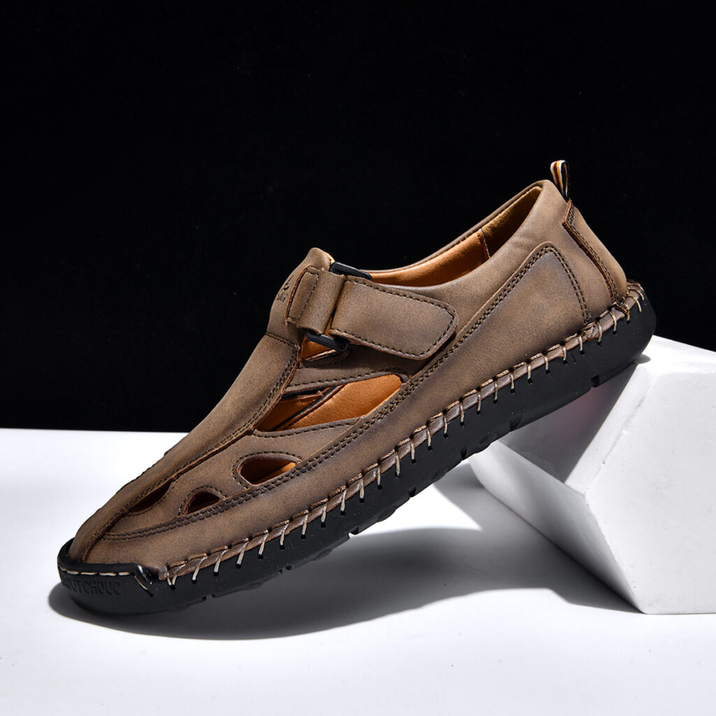 Breathable Hand-Sewn Mens Closed-Toe Sandals