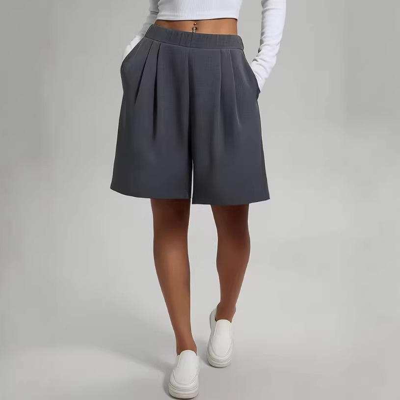 Womens Pants Womens Shorts Casual Loose Solid Color - Image 5