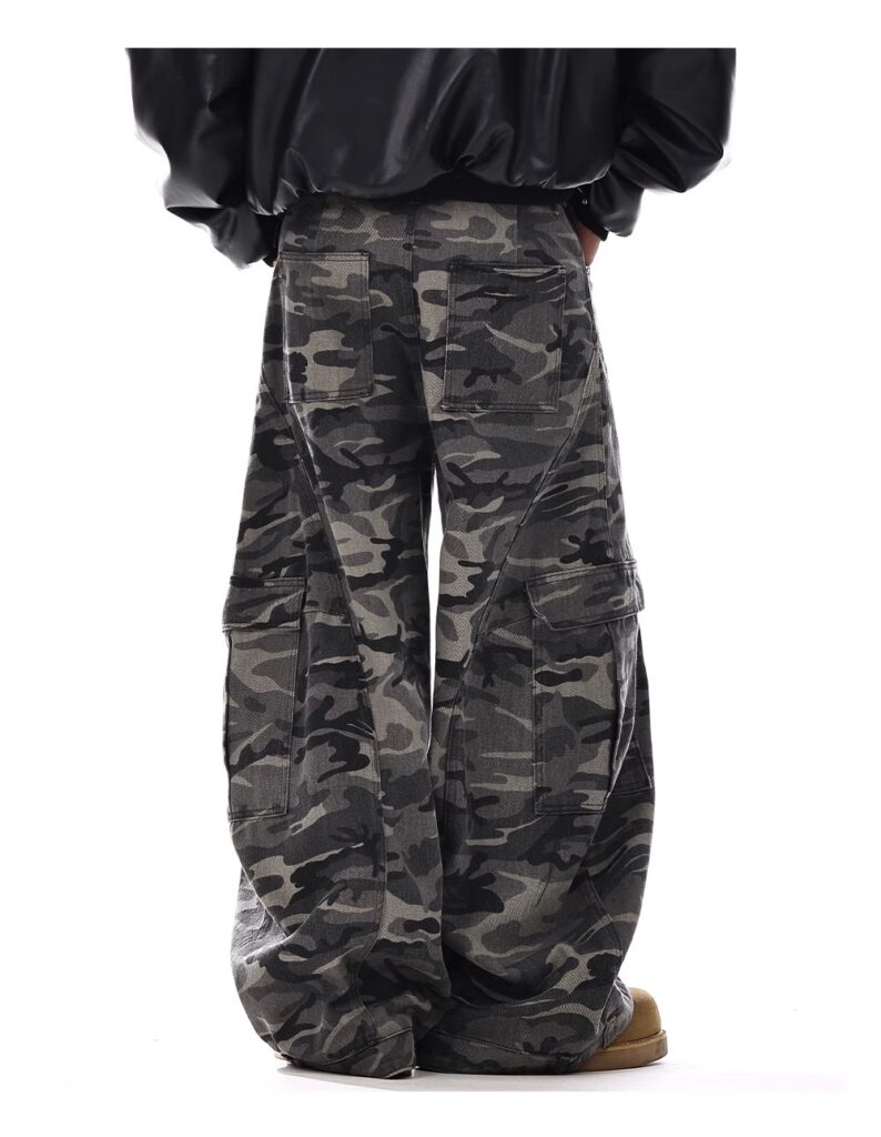 American-style Vintage Camouflage Machete-cut Jeans For Men
