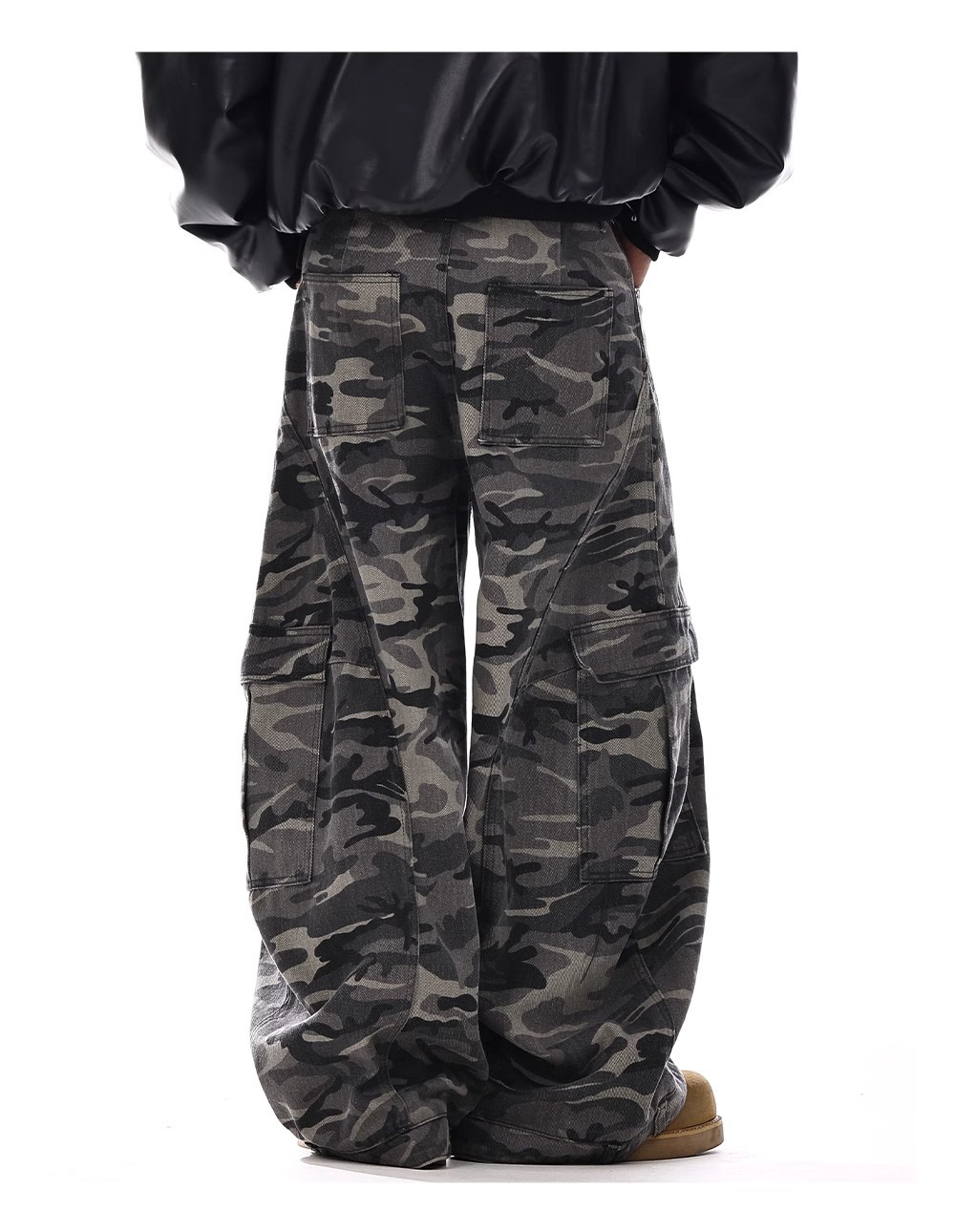 American-style Vintage Camouflage Machete-cut Jeans For Men - Image 8