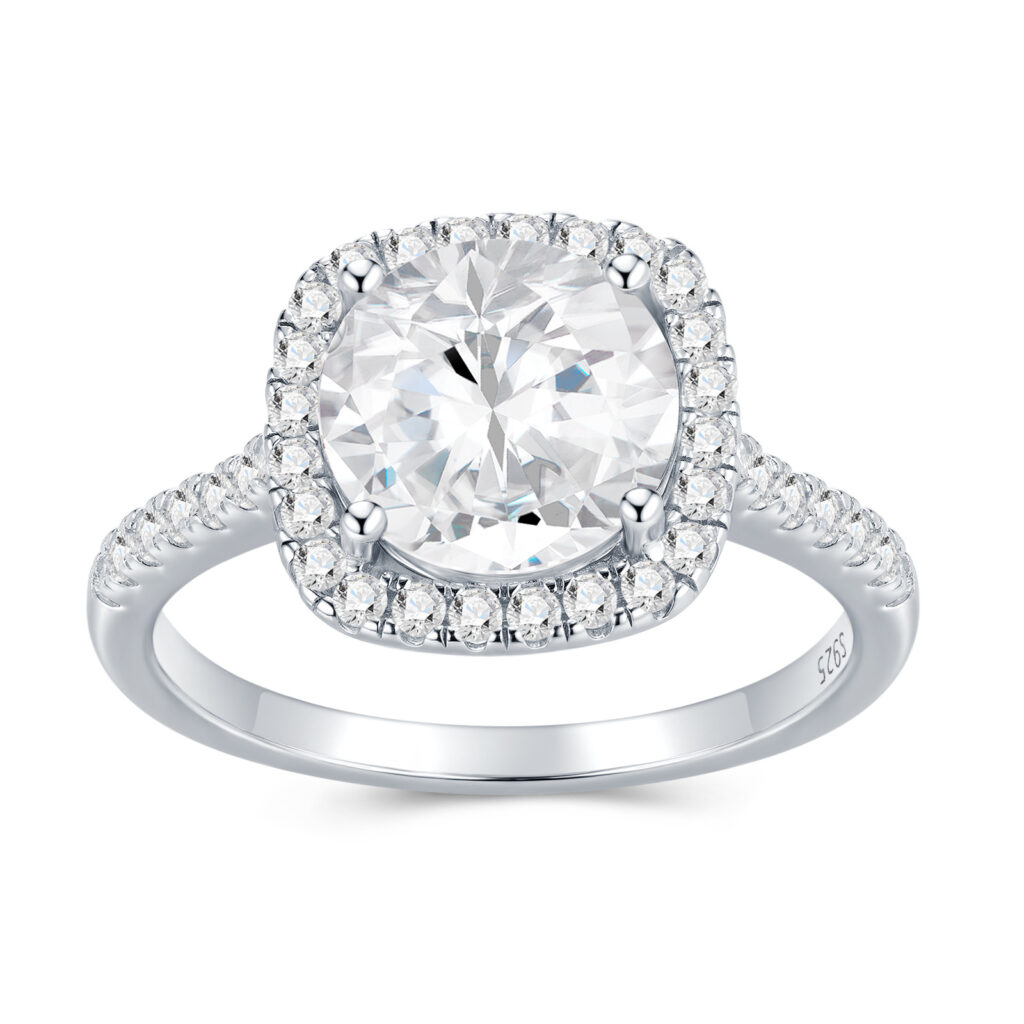 2-carat Luxury Fashion Minimalist Trend Jewelry Silver Ring Set With Top-quality Moissanite, Made Of S925 Silver With Electroplated Platinum.