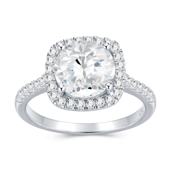 2-carat Luxury Fashion Minimalist Trend Jewelry Silver Ring Set With Top-quality Moissanite, Made Of S925 Silver With Electroplated Platinum.