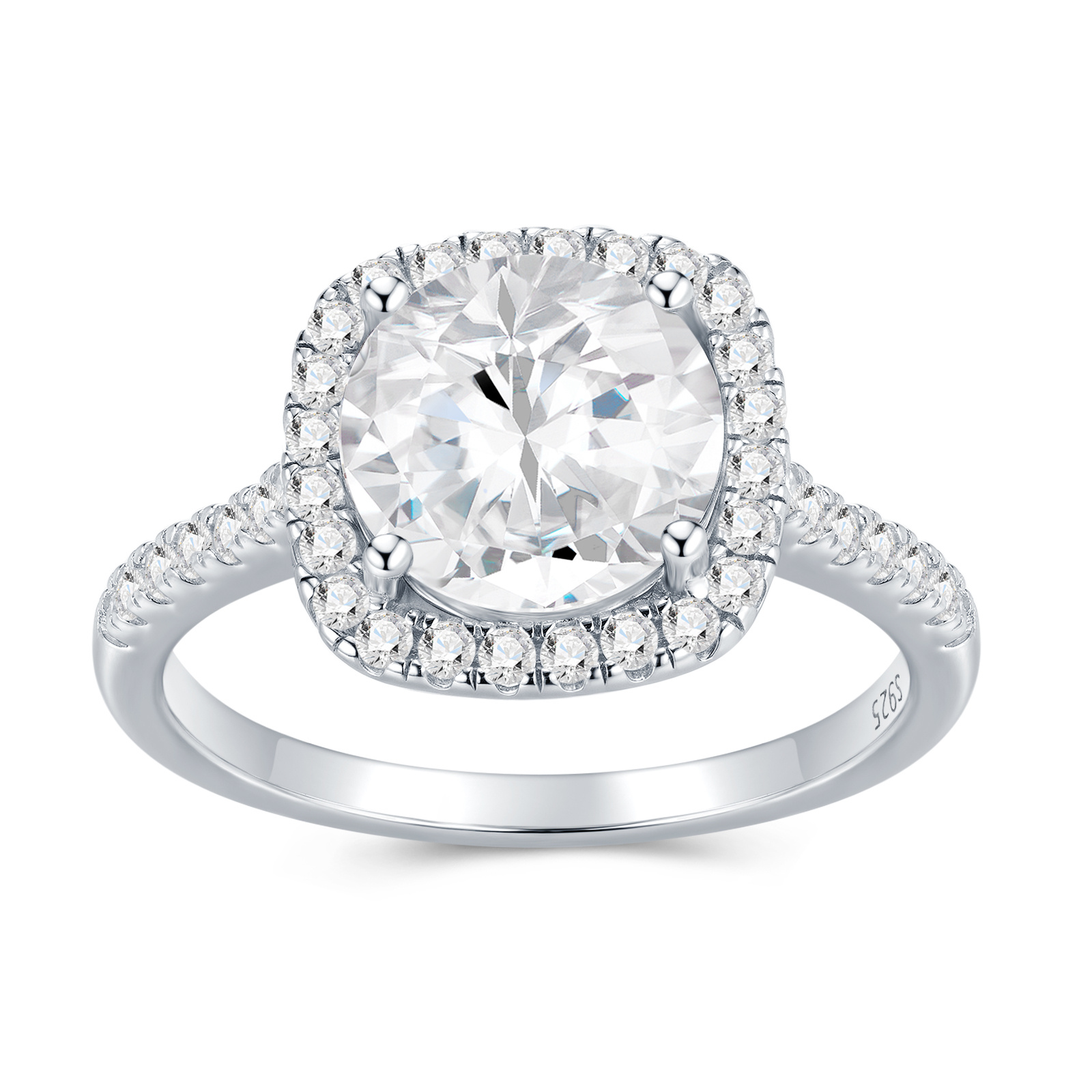 2-carat Luxury Fashion Minimalist Trend Jewelry Silver Ring Set With Top-quality Moissanite, Made Of S925 Silver With Electroplated Platinum. - Image 1