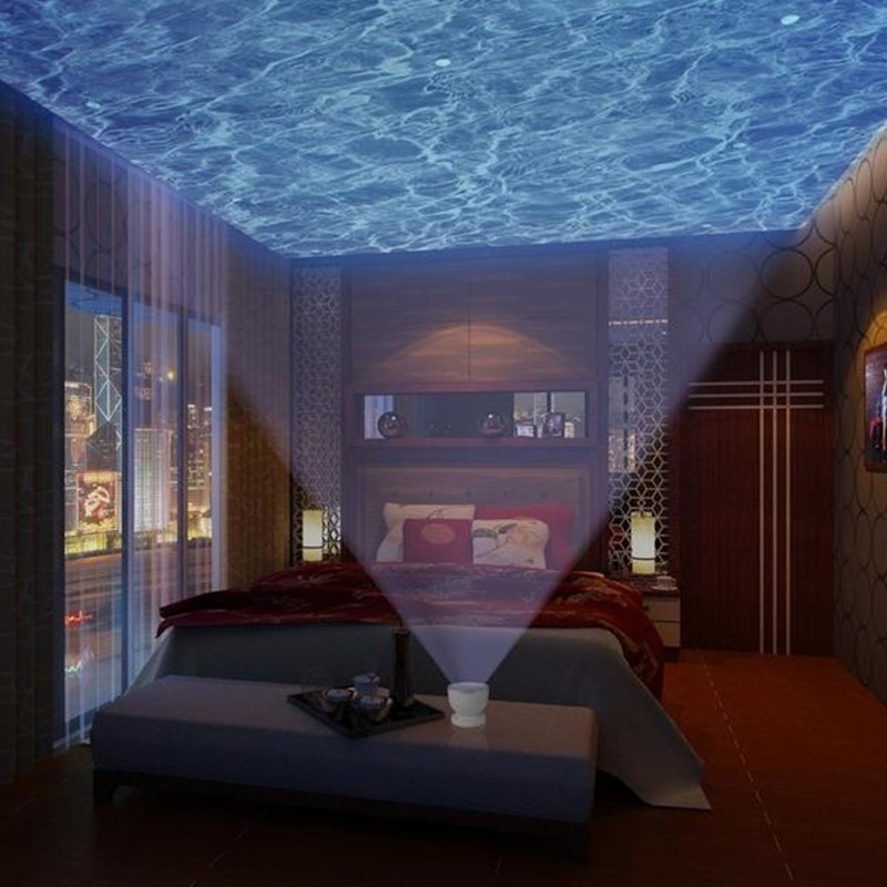Ocean Wave Projector LED Night Light Remote Control TF Cards Music Player Speaker Aurora Projection - Image 1