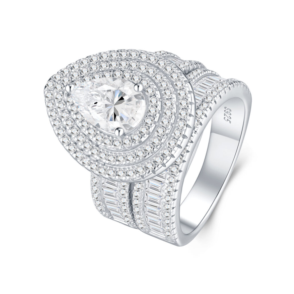 Engraved With Top-quality Moissanite, This Luxurious And Fashionable Minimalist Jewelry Set Features Exquisite Silver Accessories For Ladies. Made Of S925 Silver With Electroplated Platinum.