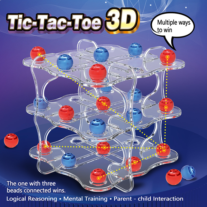 3D Triple Tic-Tac-Toe Early Learning Board Game For Kids - Image 1