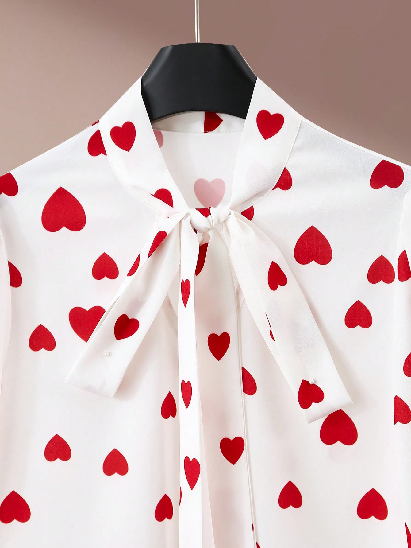 Printed Collared Ruffle-Trimmed Long-Sleeve Womens Shirt - Image 21