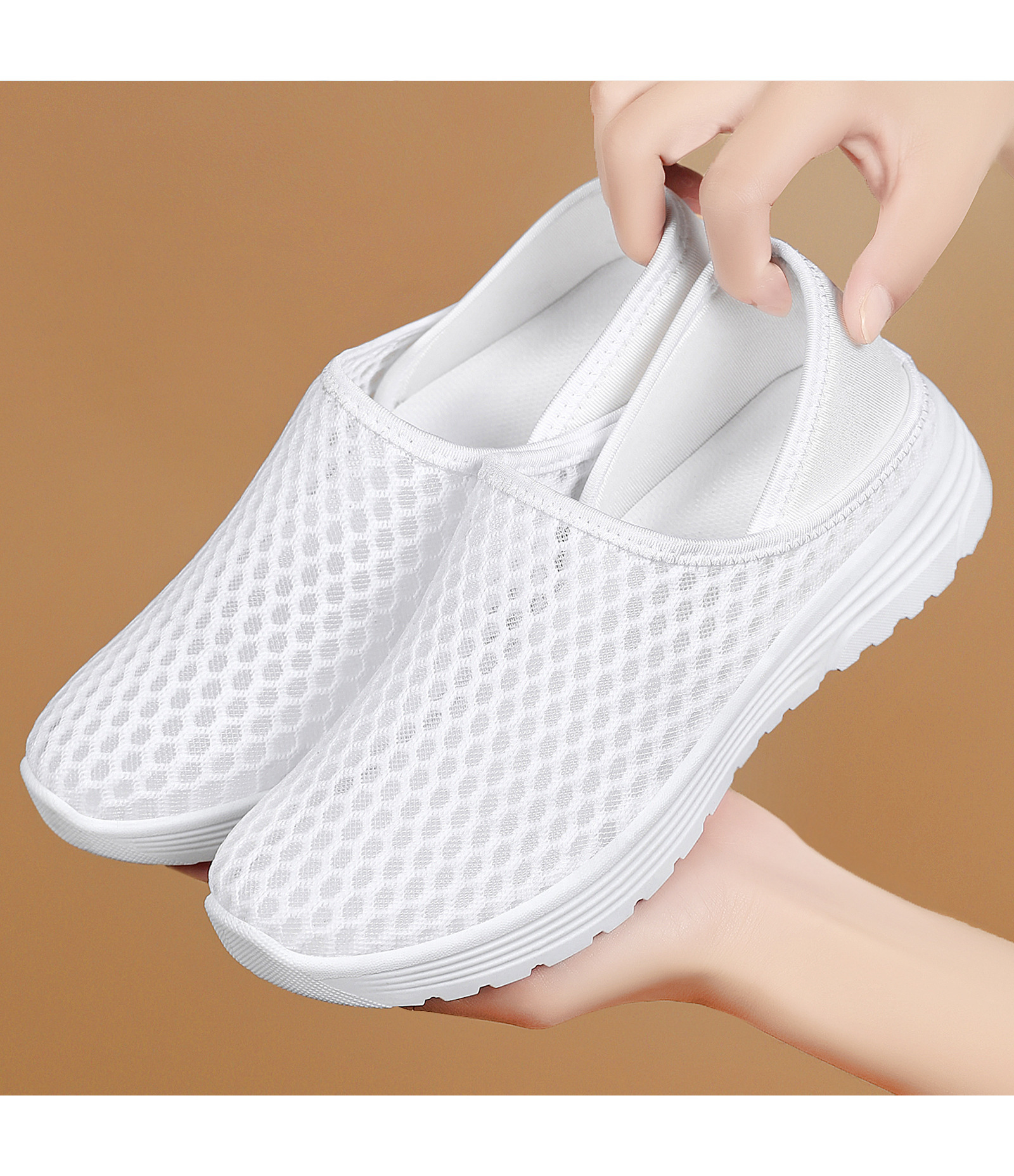 Large Size Lightweight Breathable Mesh Hole Half Slippers - Image 14