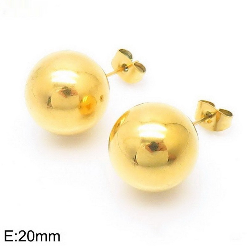 Simple Versatile Titanium Steel Polished Bean-Shaped Round Stud Earrings - Image 7