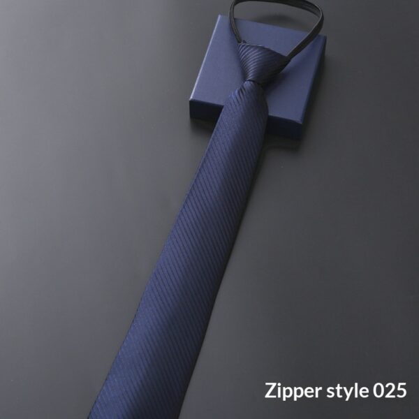 Mens Business Formal Zipper Tie With Blue Stripes - Image 45