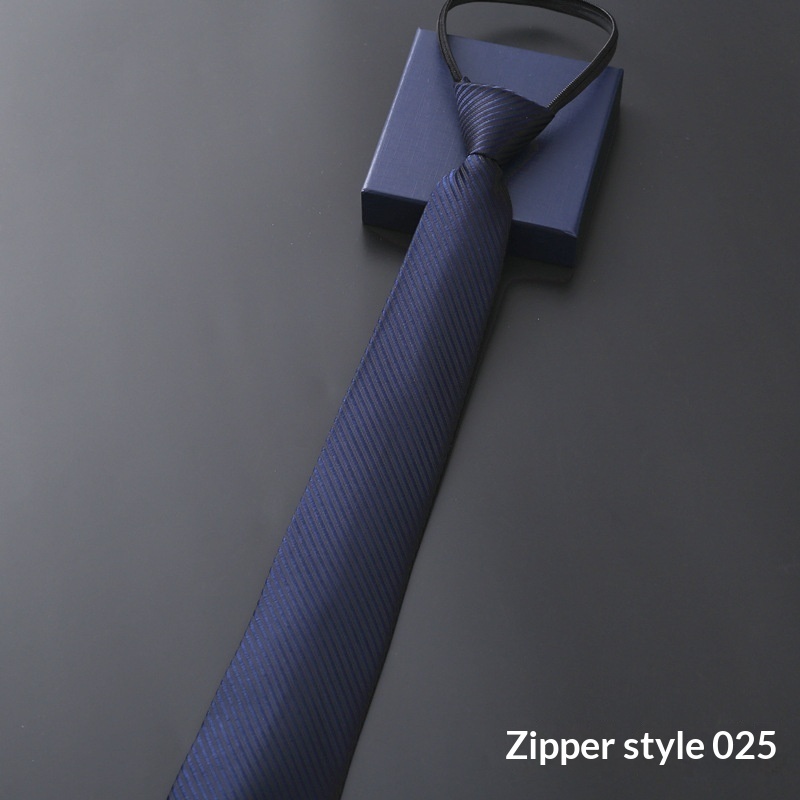 Mens Business Formal Zipper Tie With Blue Stripes - Image 45