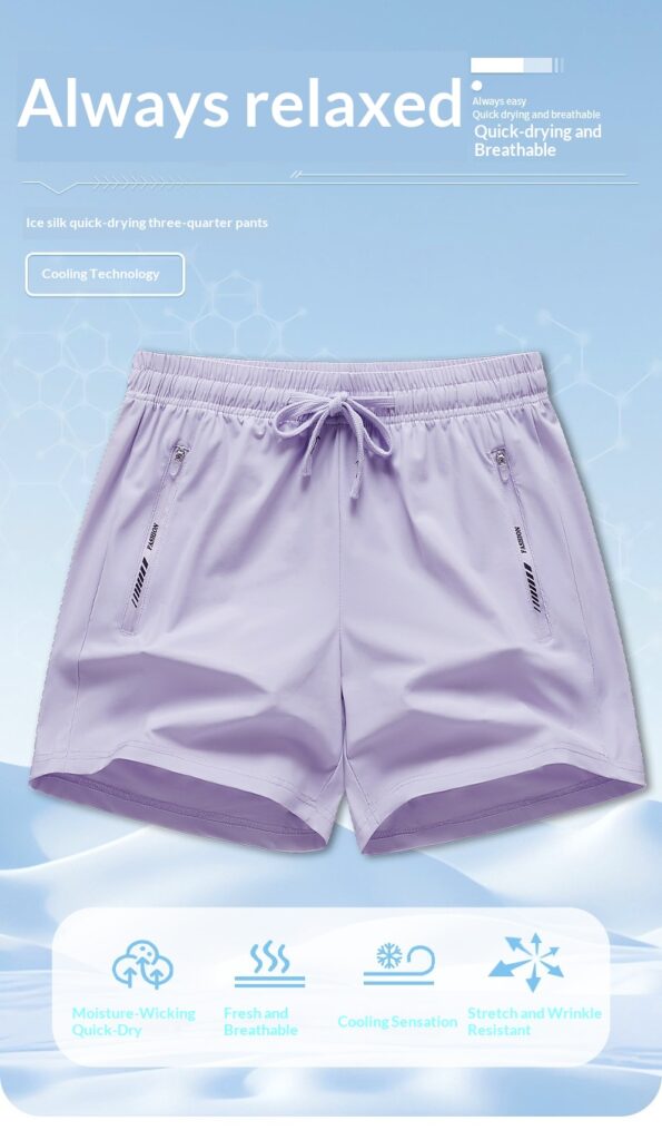 Quick-drying Loose-fitting Mens Sporty Casual Pants Thin Ice Silk Fabric