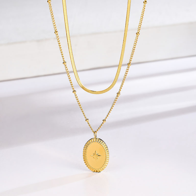 Eight-pointed Star Oval Double-layer Necklace - Image 7