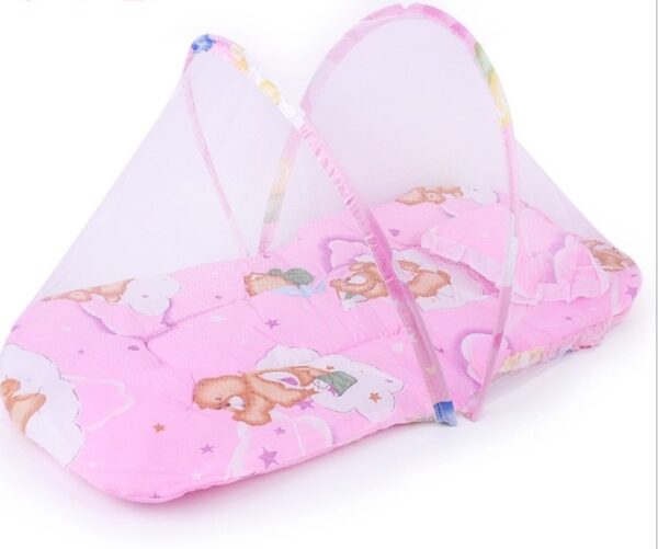 Portable Foldable Baby Kids Infant Bed Dot Zipper Mosquito Net Tent Sleeping Cushion - Image 6