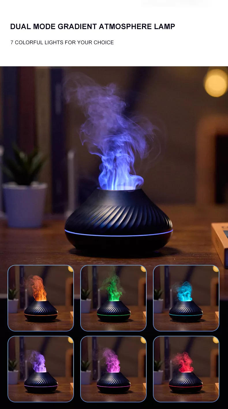 Newest RGB Flame Aroma Diffuser 130Ml 3d Colorful Flame Humidifier Fire Volcano Diffuser Flame - Image 19
