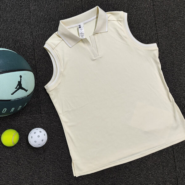 Cross-border New Womens Tennis Outfit T-shirt With A Turn-down Collar And No Sleeves - Image 6