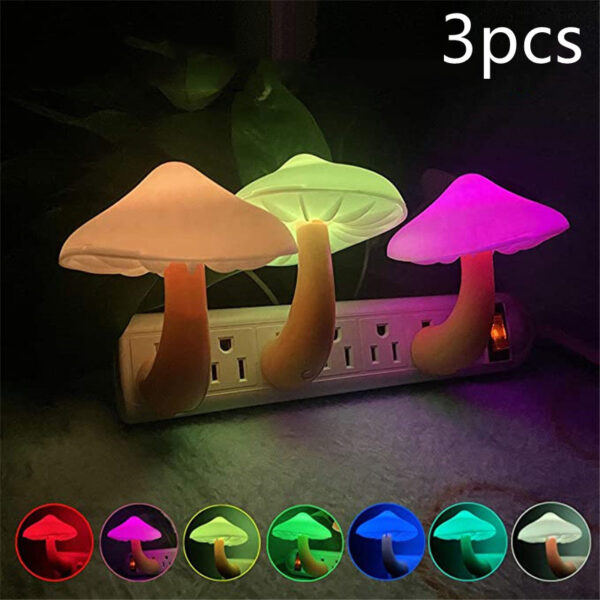 LED Night Light Mushroom Wall Socket Lamp EU US Plug Warm White Light-control Sensor Bedroom Light Home Decoration - Image 28