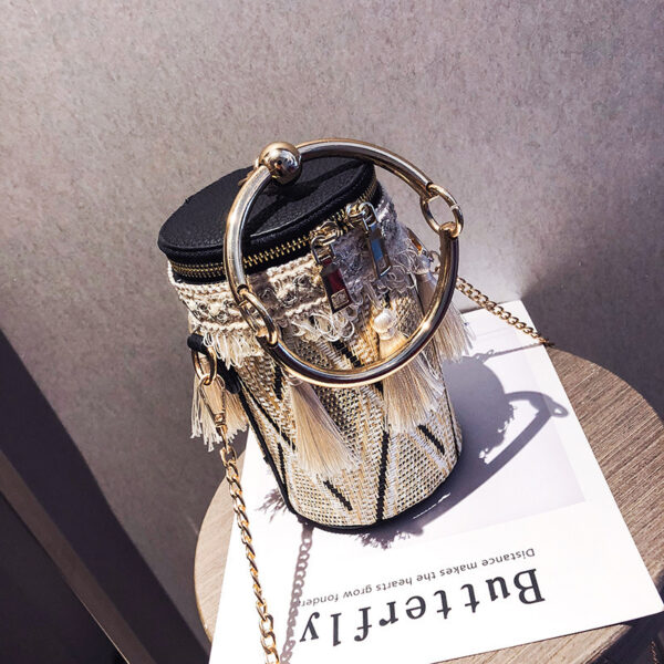 Luxury Handbag Women Bag Designer Retro Weave Feather Tassel lady Shoulder Bag - Image 9