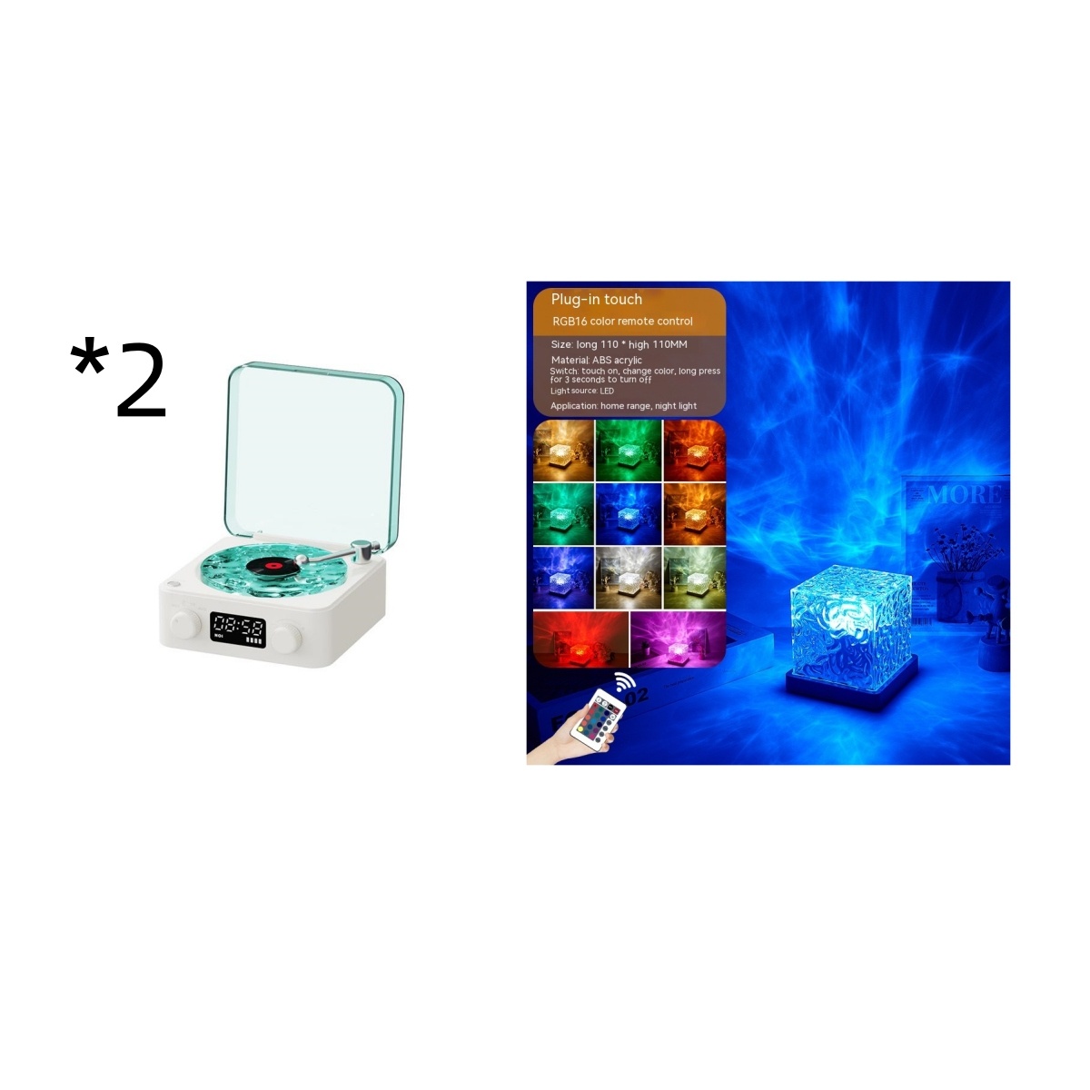Retro Turntable Speaker Wireless Bluetooth-compatible 5.0 Vinyl Record Player Stereo Sound With White Noise RGB Projection Lamp Effect - Image 18