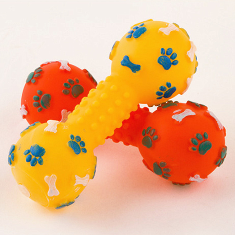 Pet Dumbbell Sound Toys Silicone Dog Toys Teeth bite 13CM Dog Training Guide Toys - Image 1