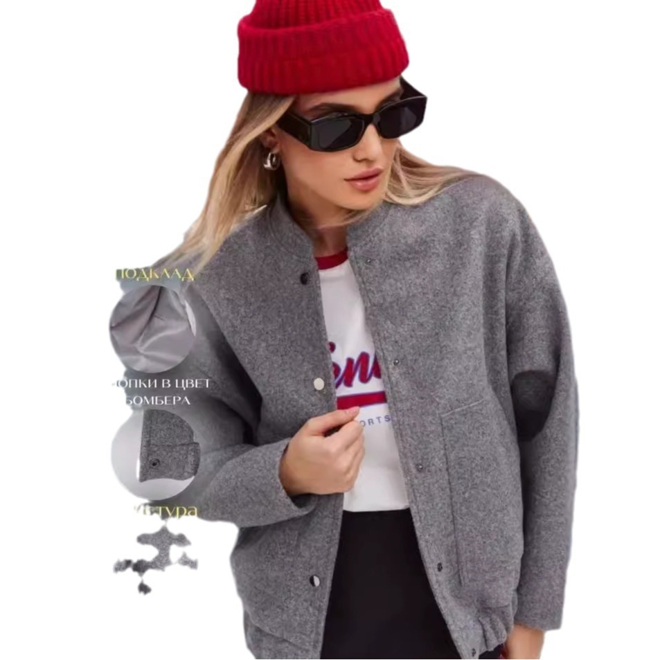 Versatile Pocketed Loose-Fit Bomber Jacket Coats - Image 7