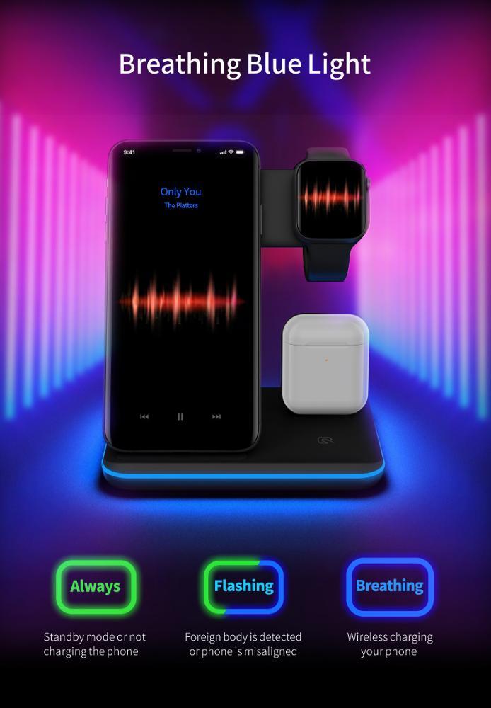 Compatible Mobile Phone Watch Earphone Wireless Charger 3 In 1 Wireless Charger Stand - Image 9