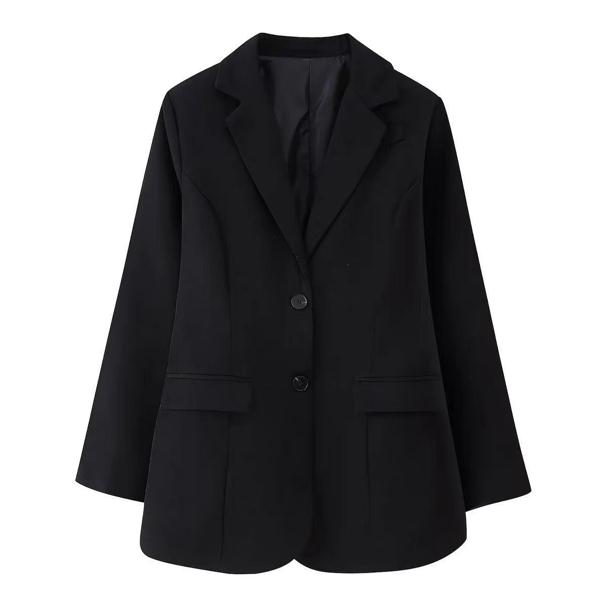 Autumn Winter Womens Versatile Single-Breasted V-Neck Long-Sleeve Blazer - Image 3