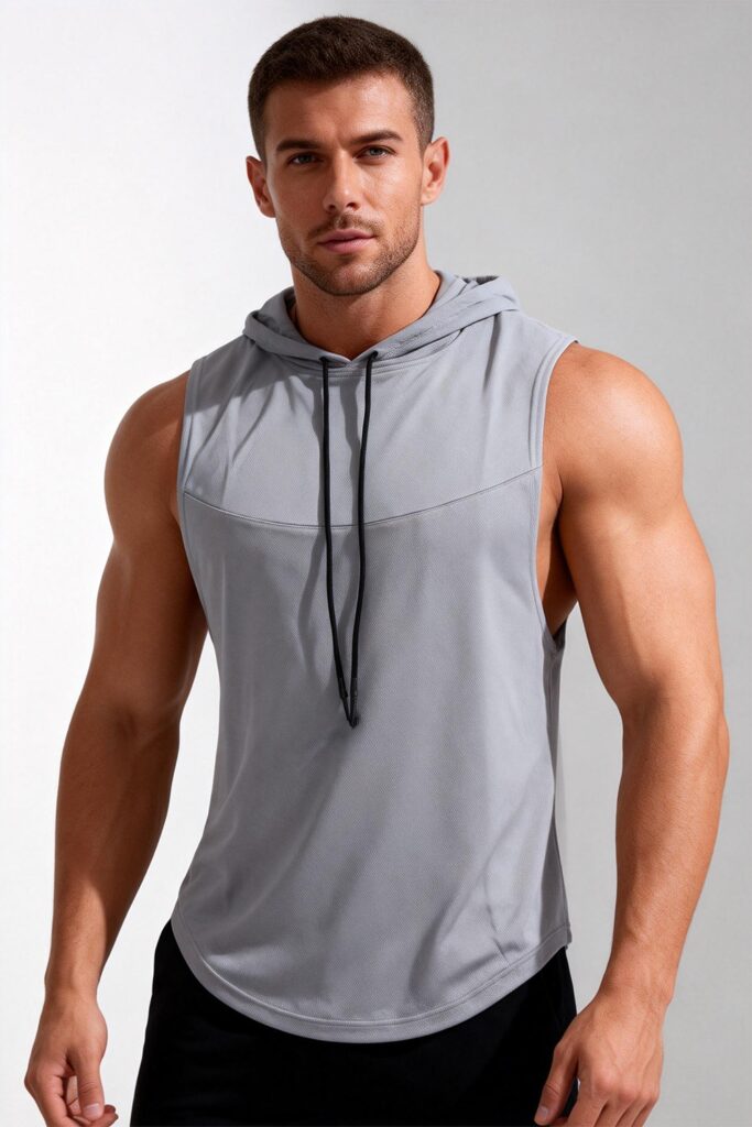Men's High-Elastic Breathable Fitness Vest With Hood