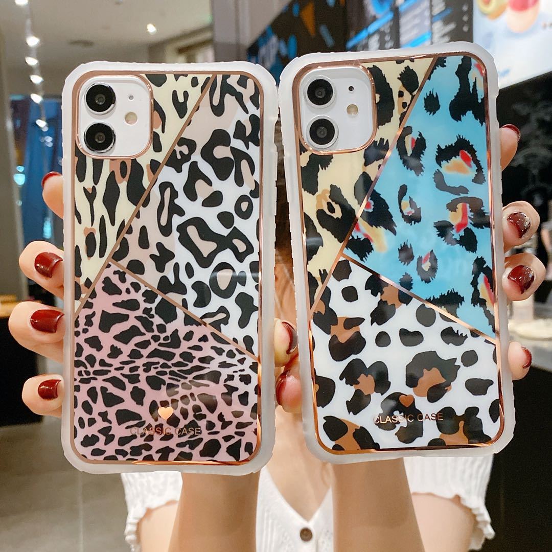 Electroplating love leopard print small waist protective cover phone case - Image 4