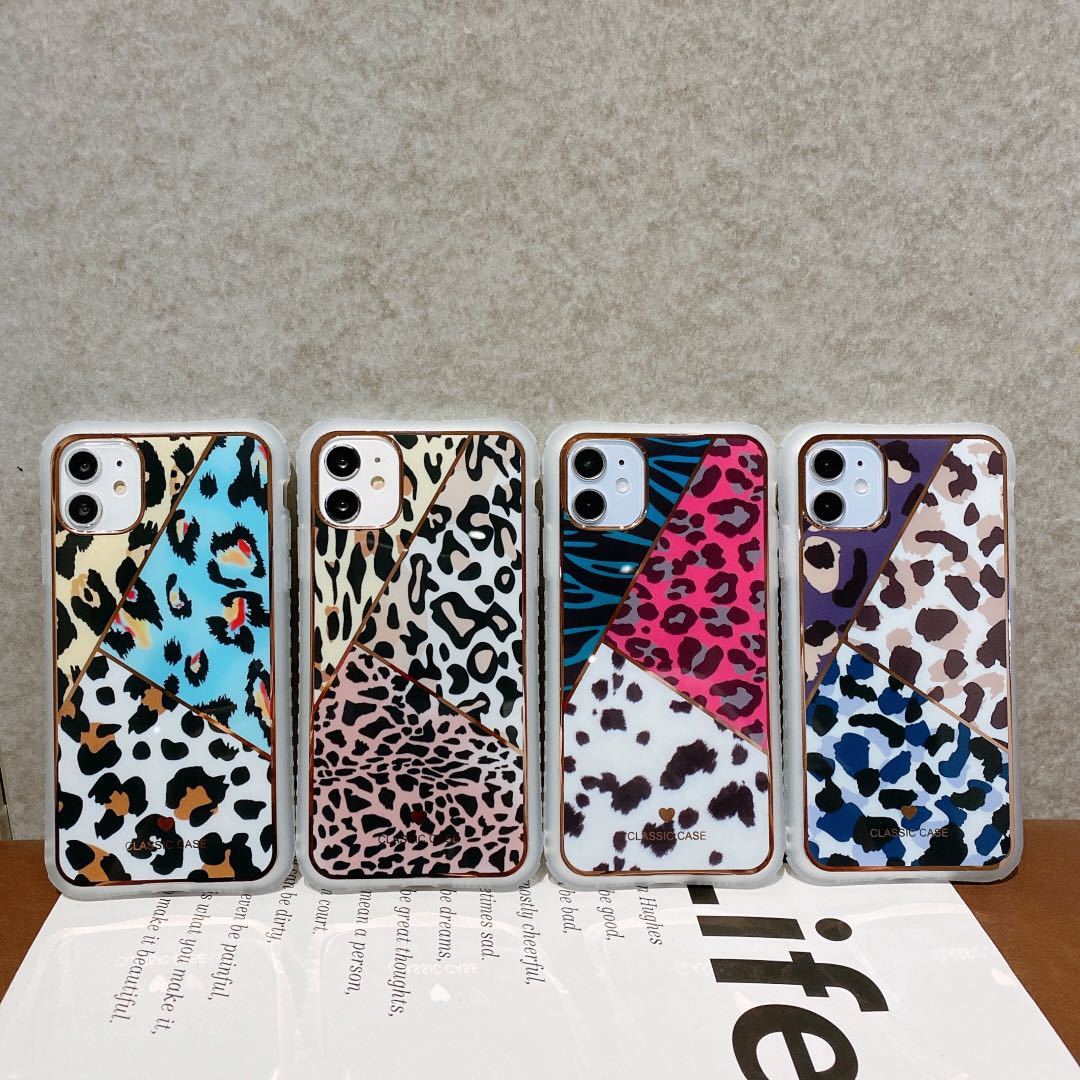 Electroplating love leopard print small waist protective cover phone case - Image 3