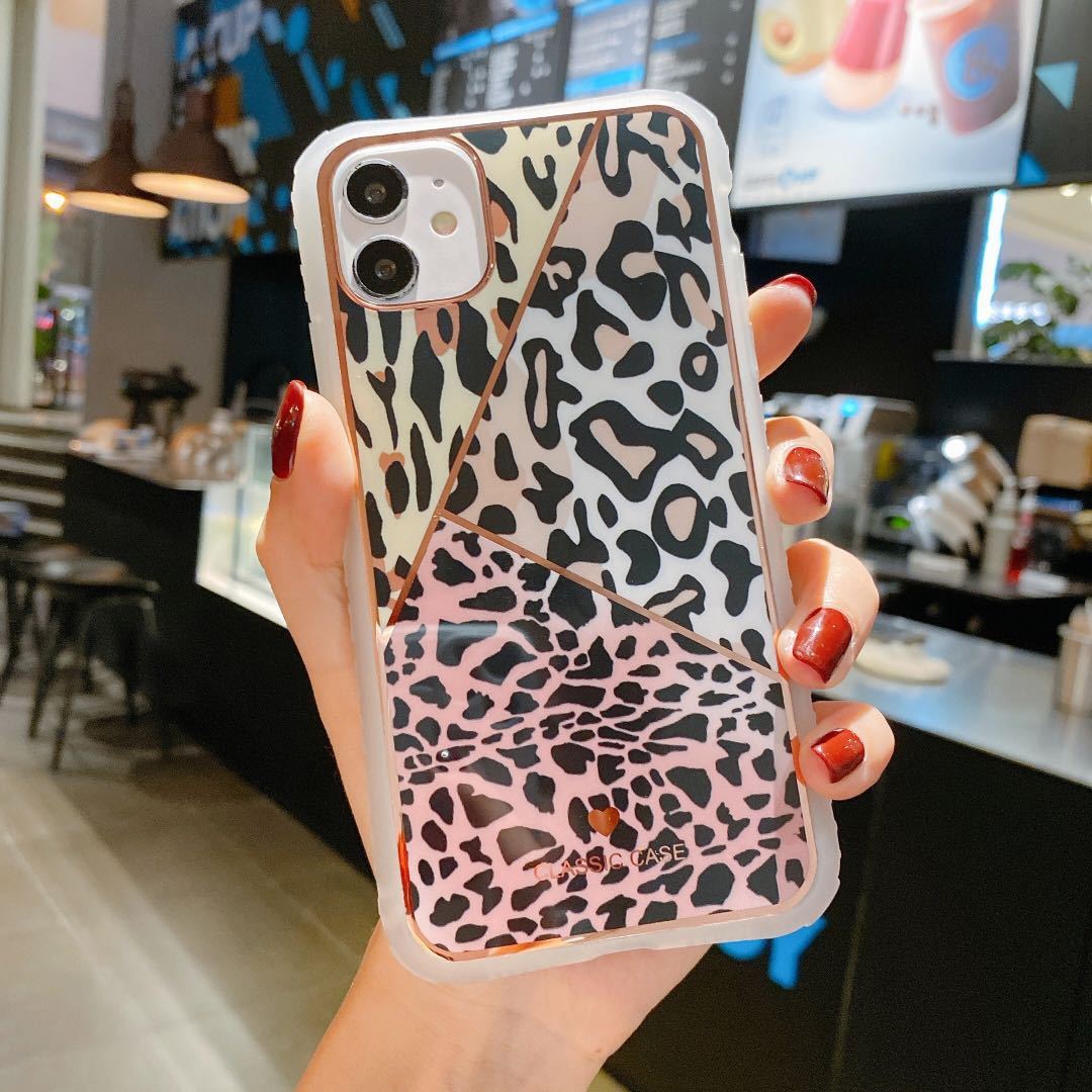 Electroplating love leopard print small waist protective cover phone case - Image 10