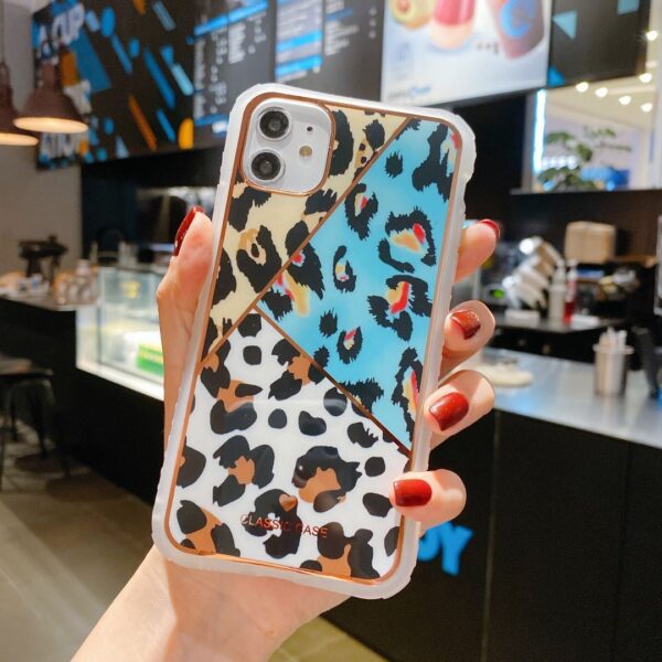 Electroplating love leopard print small waist protective cover phone case - Image 33