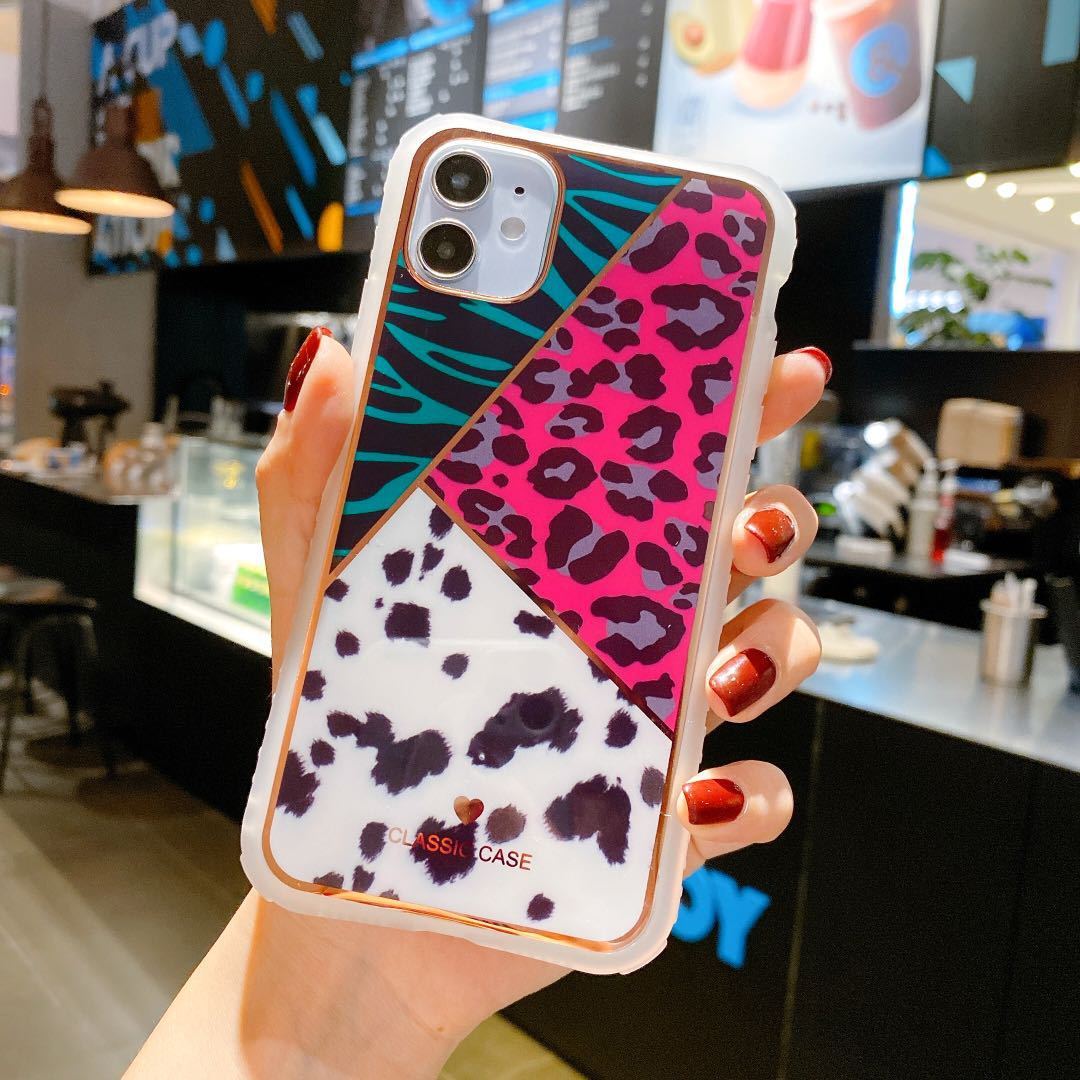 Electroplating love leopard print small waist protective cover phone case - Image 54