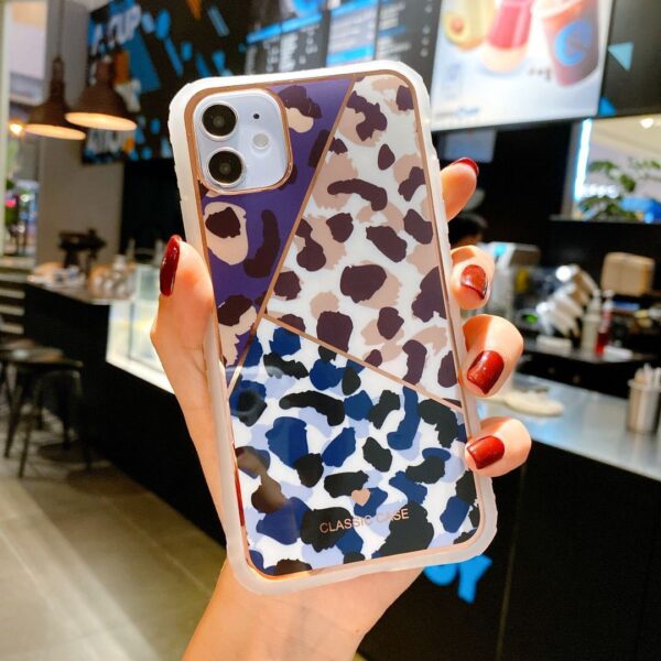 Electroplating love leopard print small waist protective cover phone case - Image 49