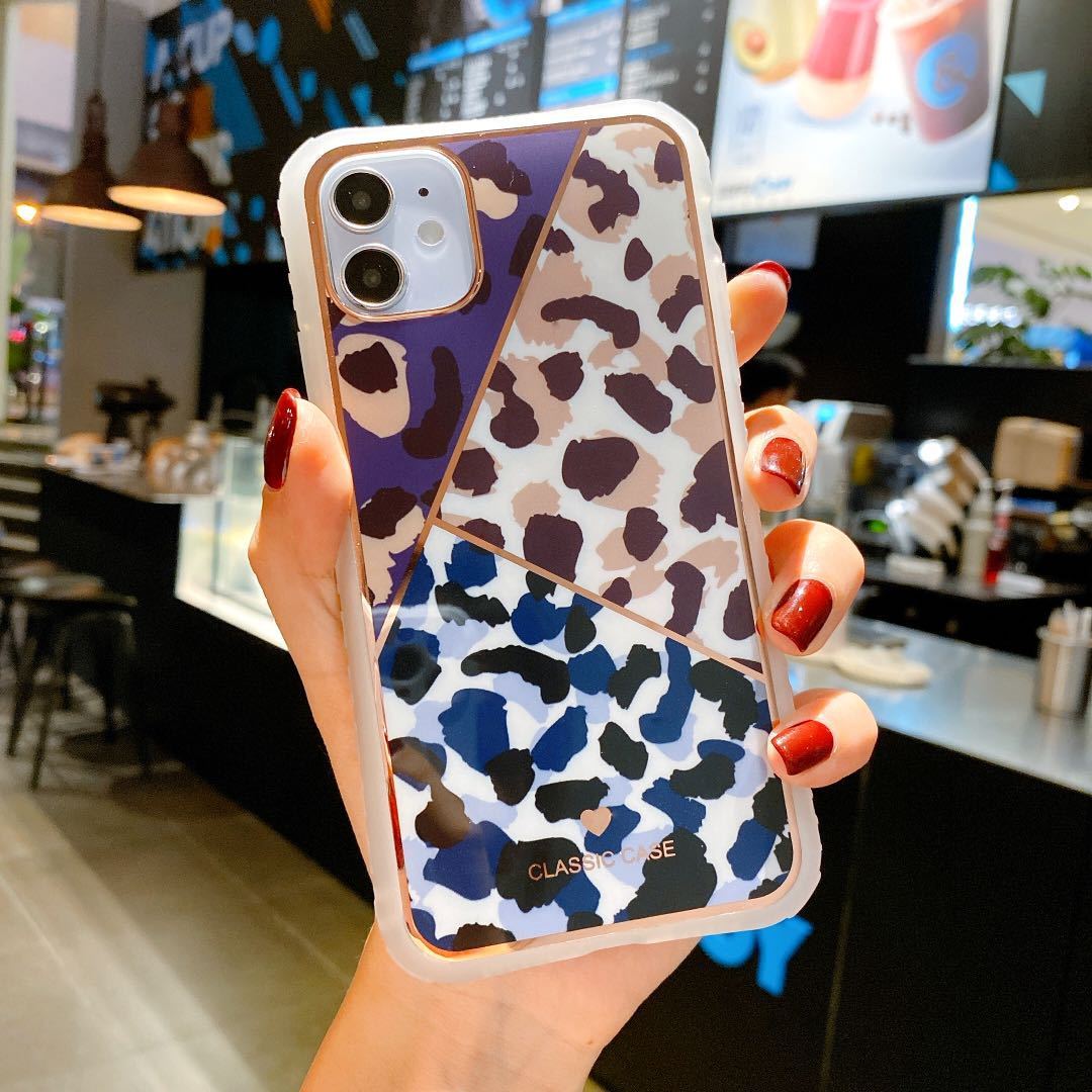 Electroplating love leopard print small waist protective cover phone case - Image 38