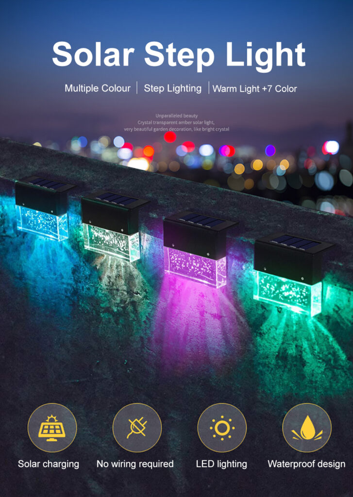 Waterproof New RGB LED Solar Light Step Fence Light