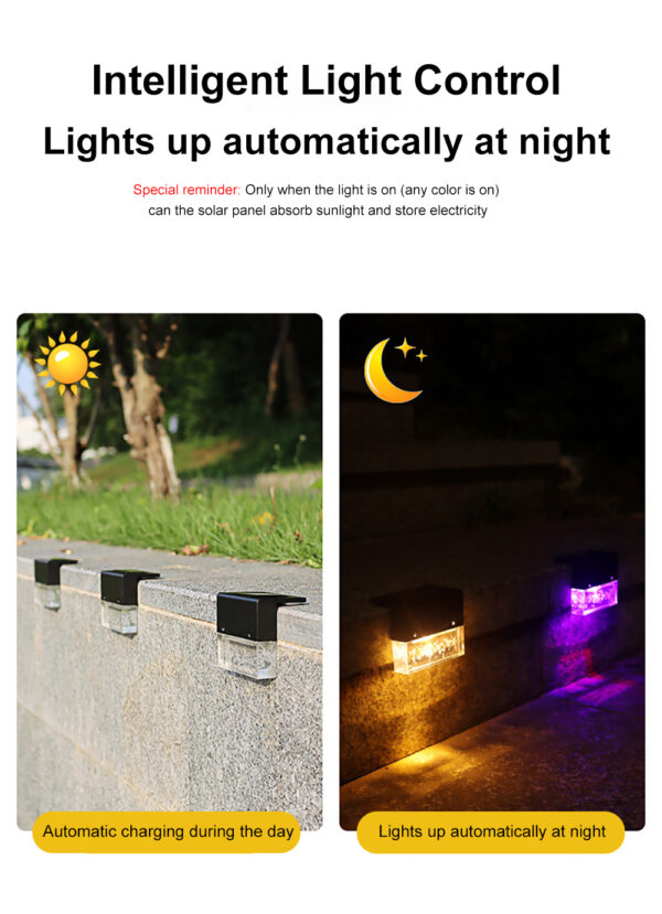 Waterproof New RGB LED Solar Light Step Fence Light - Image 21