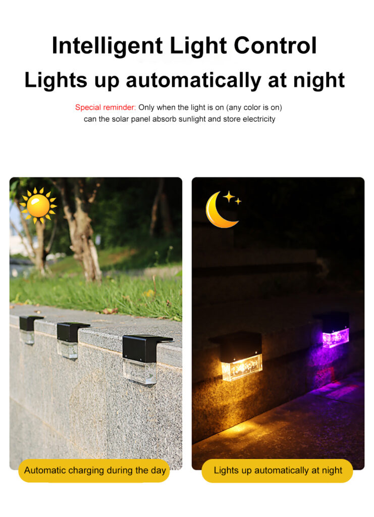 Waterproof New RGB LED Solar Light Step Fence Light