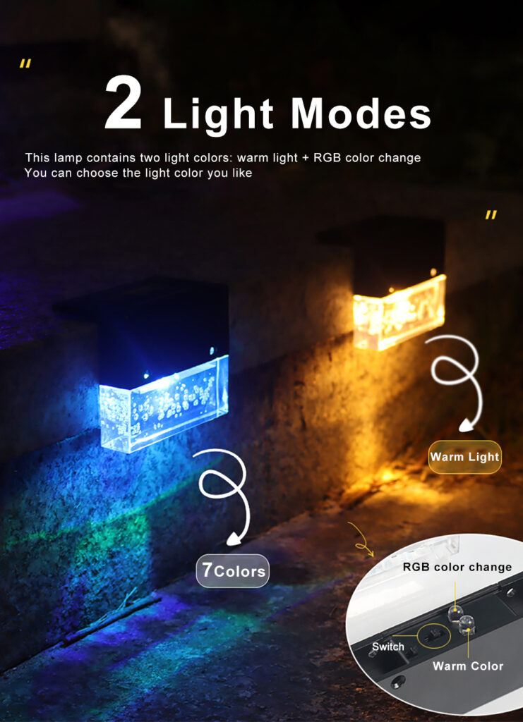 Waterproof New RGB LED Solar Light Step Fence Light