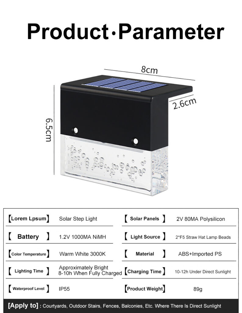 Waterproof New RGB LED Solar Light Step Fence Light