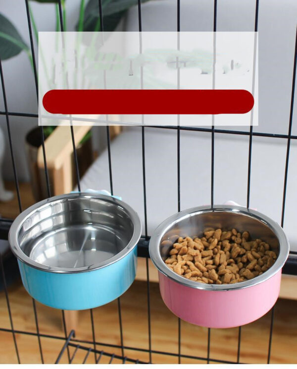Stainless Steel Dog Fixed Cat Bowl Cat Bowl Dog Cage  Water Anti-Overturning Dog - Image 3
