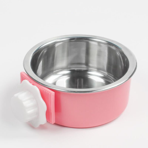 Stainless Steel Dog Fixed Cat Bowl Cat Bowl Dog Cage  Water Anti-Overturning Dog - Image 4