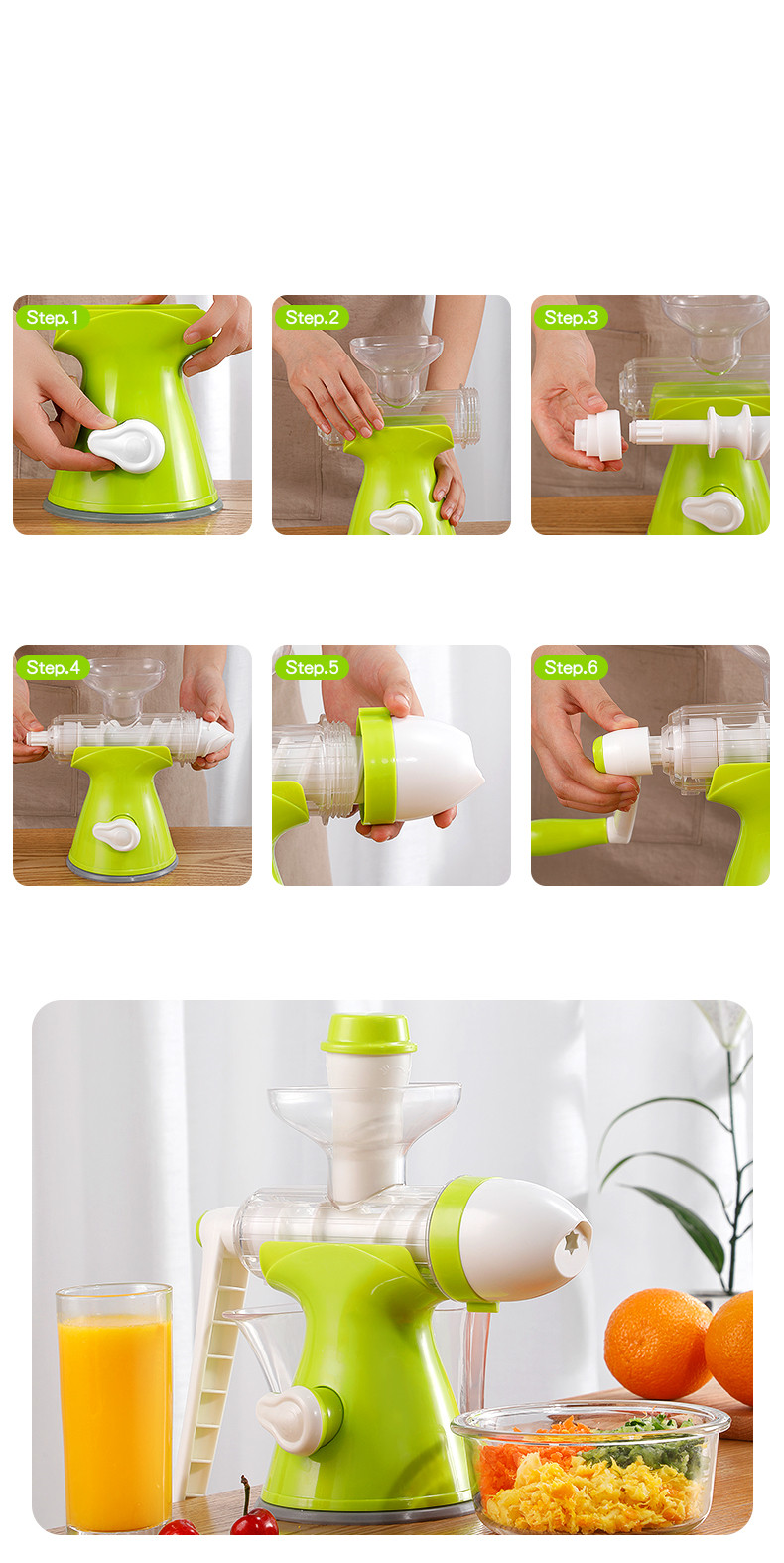 Manual Juicer, Small Household Juicer, Squeeze Lemon Orange Juice, Hand-Cranked Juice, Squeeze Deep-Fried Juice Artifact - Image 7