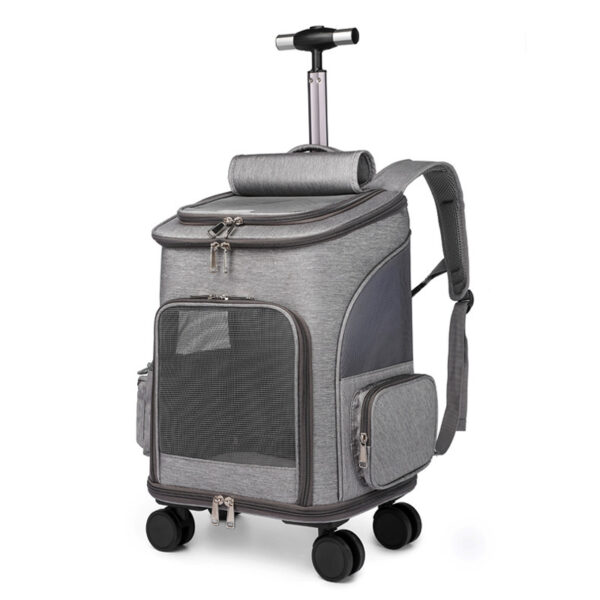 Portable Folding Trolley Pet Backpack Traveling Cat Backpack With Universal Wheel Trolley Pet Bag - Image 18